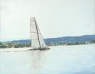 Geneva : Racing Boat One oil painting of lake geneva landscape by Alex Borissov 2004