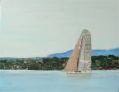 Geneva : Racing Boat Two oil painting of lake geneva landscape by Alex Borissov 2004