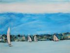 Lake Geneva : Sails oil painting of lake geneva landscape by Alex Borissov 2004