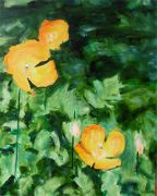 yellow poppy oil on canvas painting by alex borissov 2004